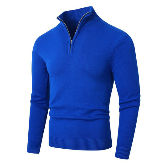 Pull homme avec zip demi-façon moderne et fine structure côtelée Chic und Stil