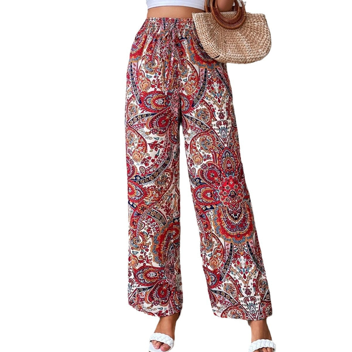 Wide Palazzo Pants for Women with an Elegant Paisley Pattern Chic und Stil