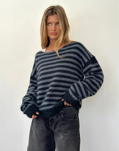 Pull femme à rayures à la mode avec coupe décontractée Chic und Stil