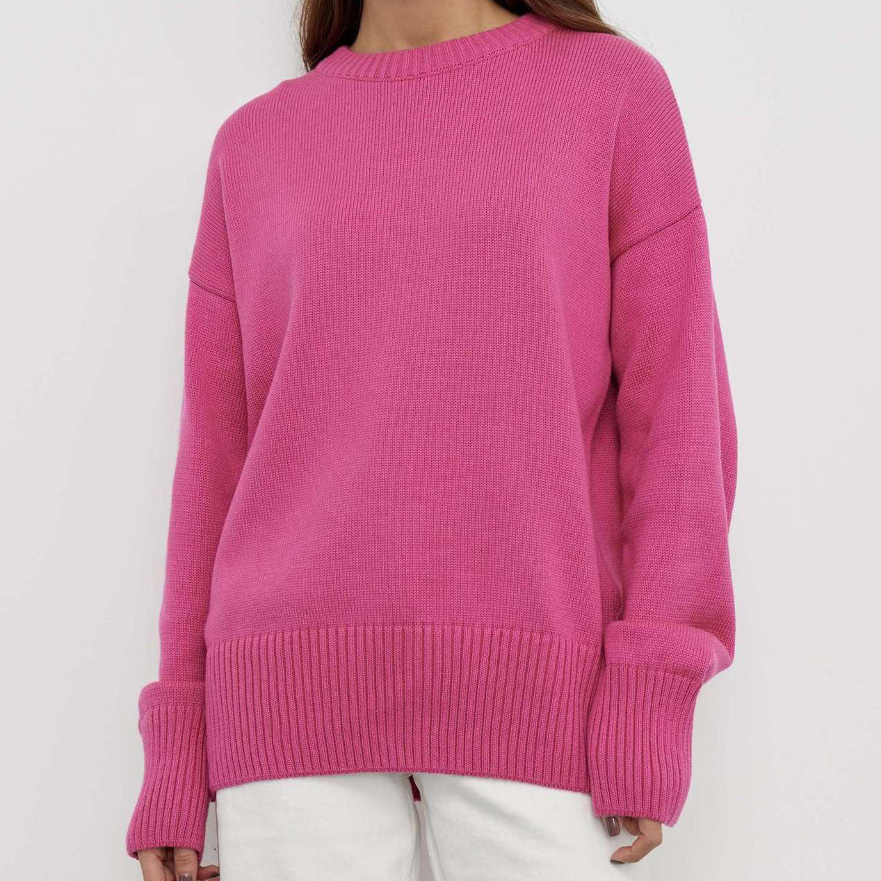 Dames pull-over surdimensionné avec un joli motif en tricot et de larges bords Chic und Stil