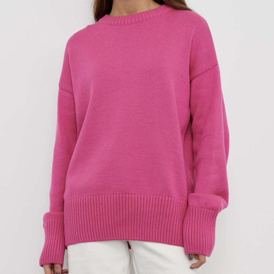 Dames pull-over surdimensionné avec un joli motif en tricot et de larges bords Chic und Stil