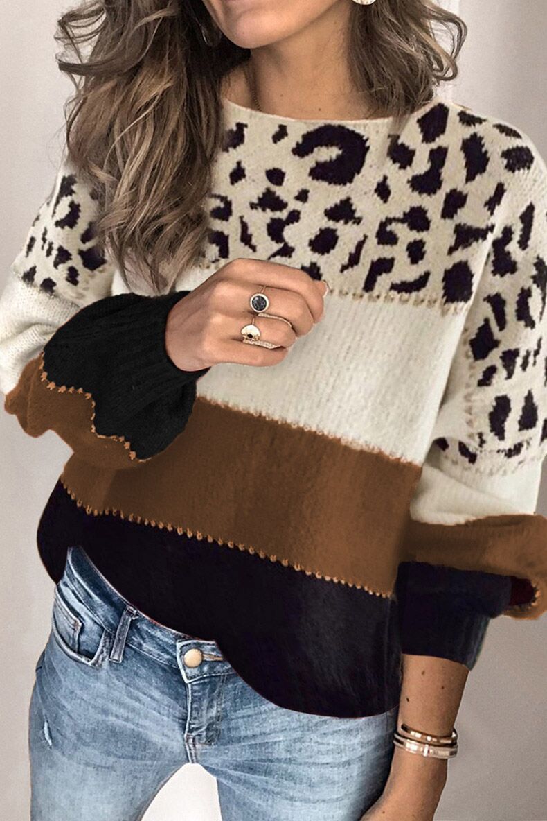 Pull en tricot décontracté coloré à blocs pour femmes Chic und Stil