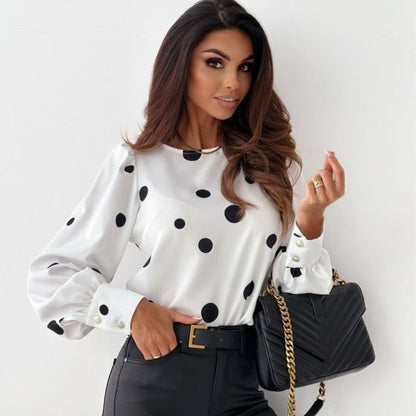Blouse pour femmes avec manches bouffantes et pois Chic und Stil