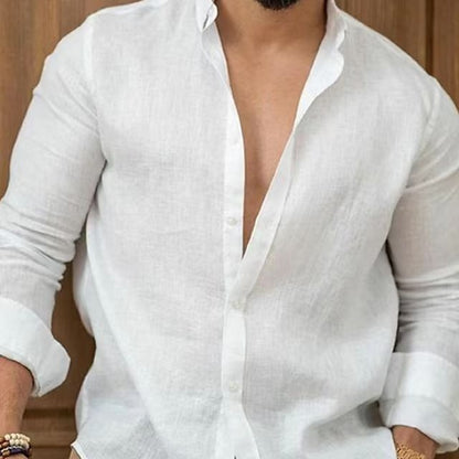 Chemise en lin élégante pour hommes avec patte de boutonnage moderne Chic und Stil