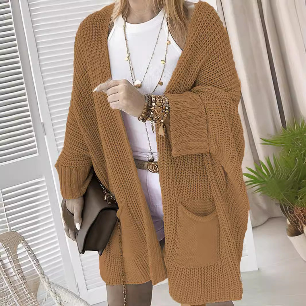 Cardigan en tricot épais pour femmes avec poches ouvertes et coupe décontractée Chic und Stil