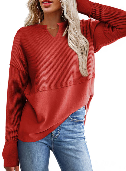 Pull-over en maille décontracté pour femmes avec décolleté en V et texture Chic und Stil
