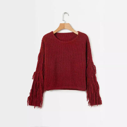Pull en tricot épais pour femmes avec des manches frangées et une coupe confortable Chic und Still
