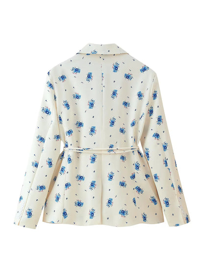 Blazer ajusté pour femmes avec motif floral et ceinture à nouer Chic und Stil