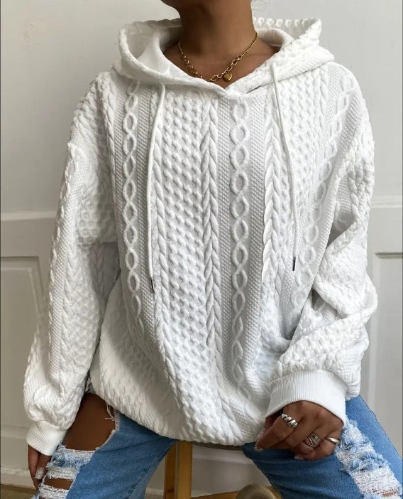Pull en tricot oversized pour femmes avec effet câble créatif et capuche Chic und Stil