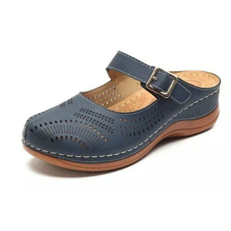 Dames Comfort Cuir Clogs Sandales Chic und Stil