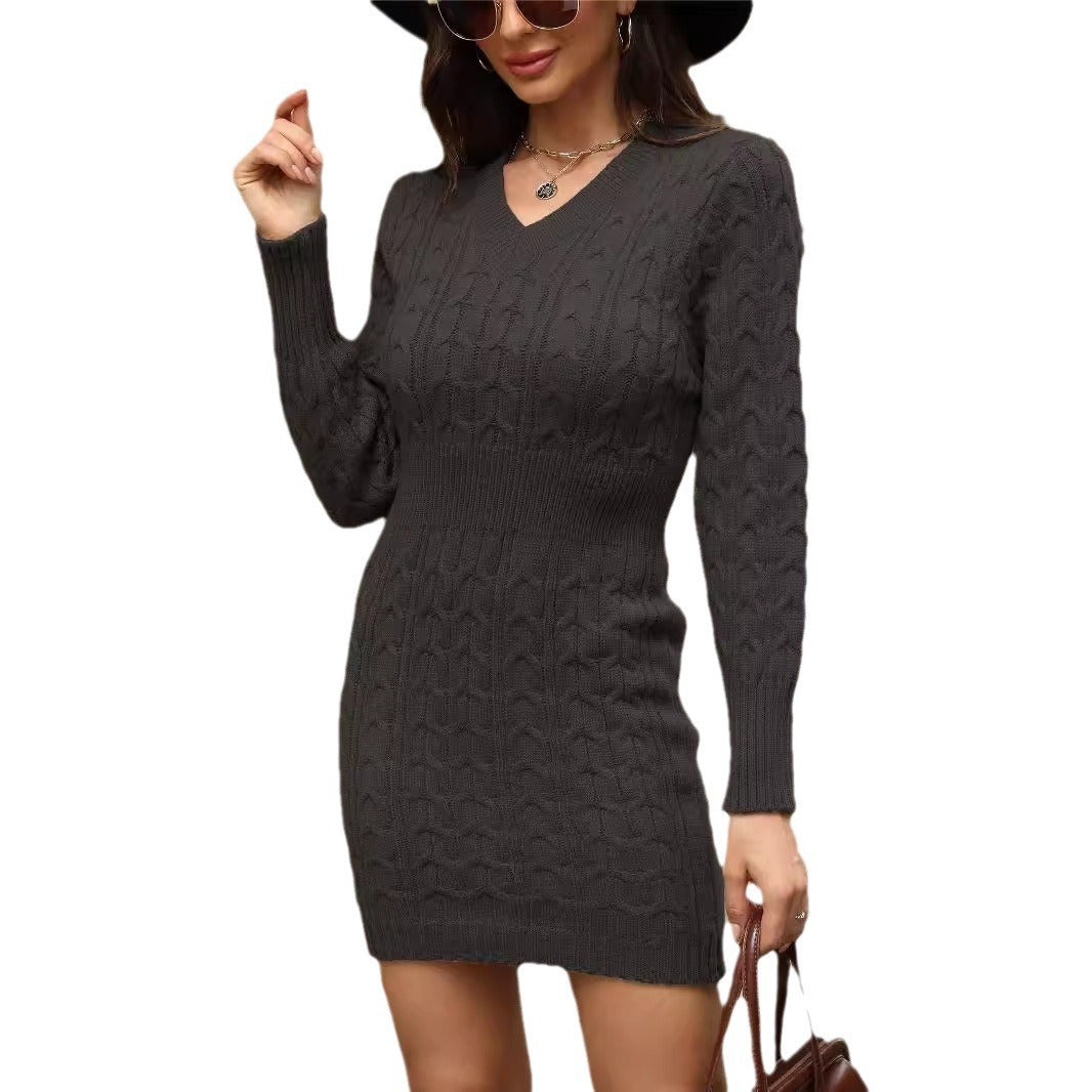 Robe en tricot pour dames avec décolleté en V et coupe cintrée Chic und Stil