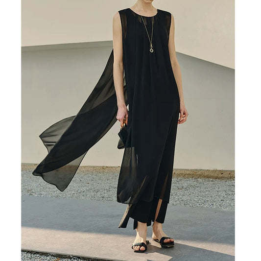 Robe Maxi Élégante en Chiffon pour Femme avec Détail Drapé Chic und Stil