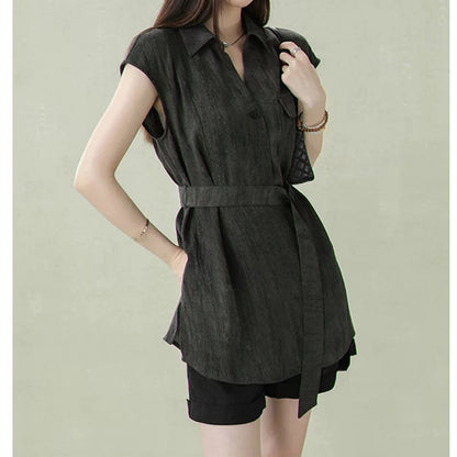 Tunique boutonnée ceinturée pour femmes Chic und Stil