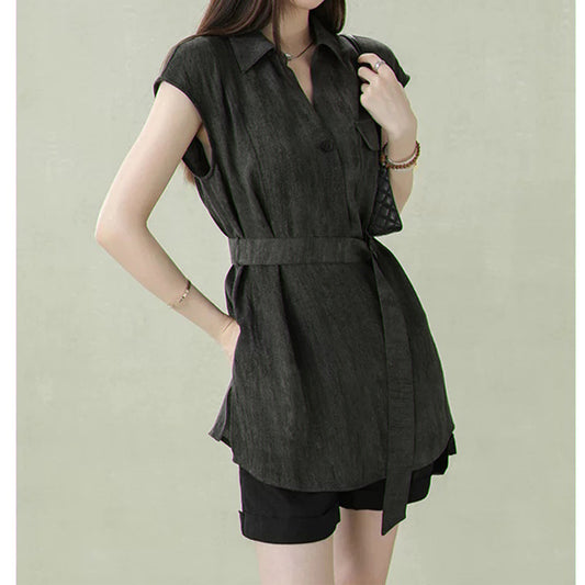 Tunique boutonnée ceinturée pour femmes Chic und Stil