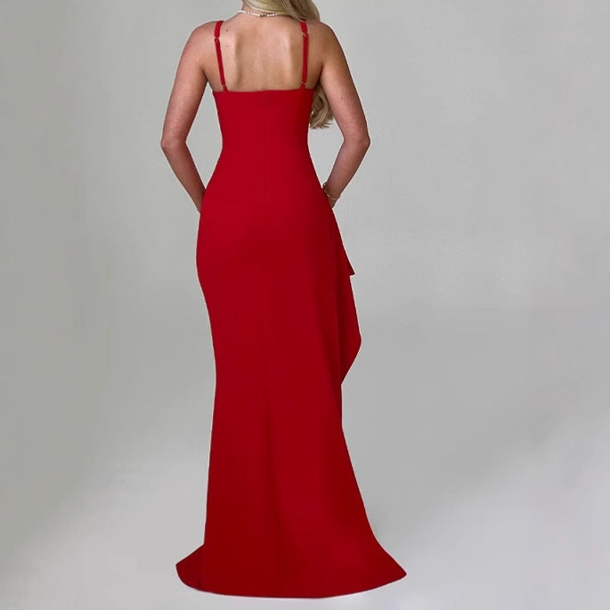 Robes maxi élégantes pour femmes avec fente latérale et décolleté en V séduisant Chic und Stil