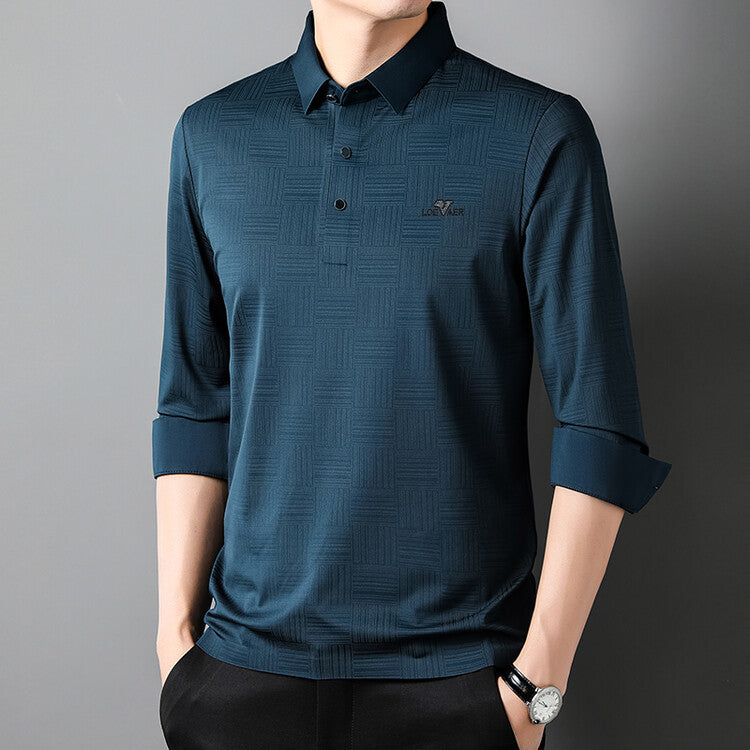 Chemise polo à manches longues pour hommes avec design texturé Chic und Stil
