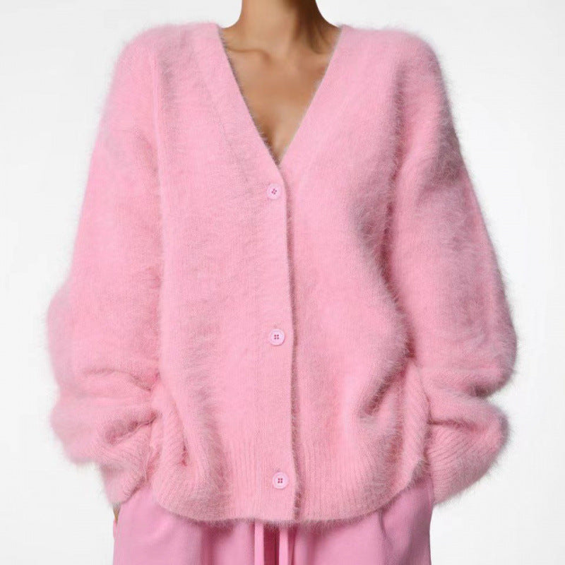 Dames Cardigan Oversized Fluffy Chic und Stil