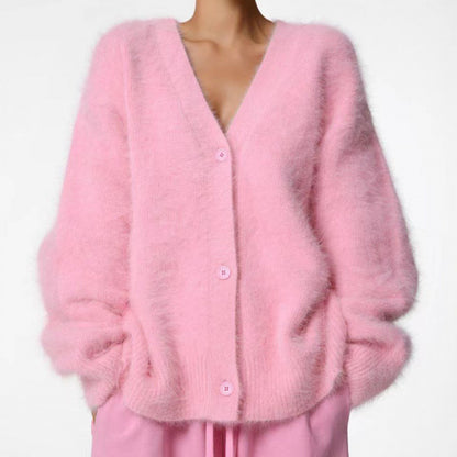 Dames Cardigan Oversized Fluffy Chic und Stil