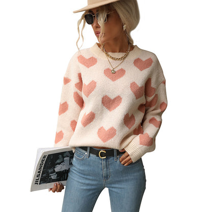 Pull en tricot pour femmes avec motif en forme de cœur et coupe décontractée Chic und Stil