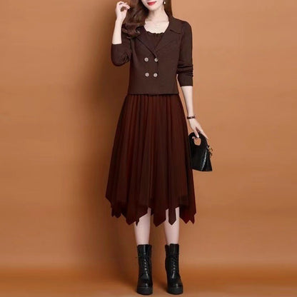 Dames Élégant robe en tulle avec blazer assorti Chic und Stil