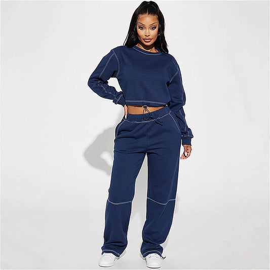 Dames Ensemble de loisirs confortable et tendance avec haut court Chic und Stil