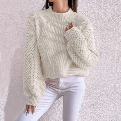 Pull-over oversized douillet pour femmes avec motif structuré et col roulé Chic und Stil
