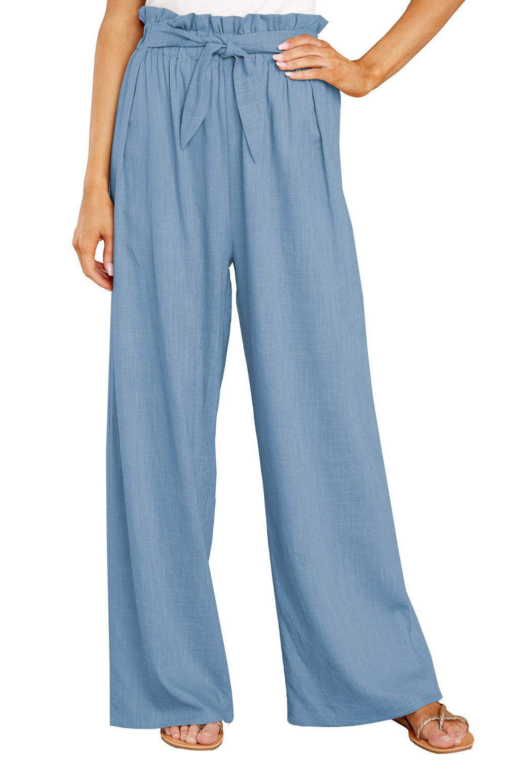 High-waisted linen pants for women with a tie belt Chic and Style