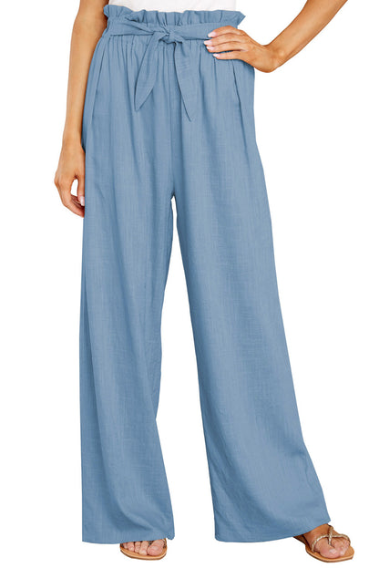 High-waisted linen pants for women with a tie belt Chic and Style