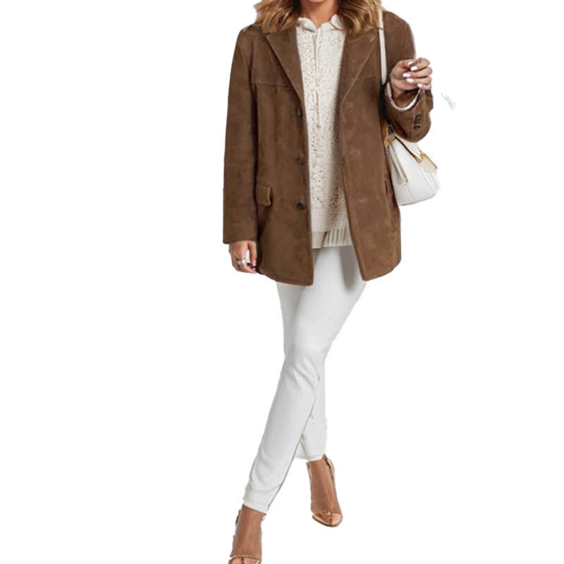 Blazer en cuir pour femmes avec design structuré Chic und Stil