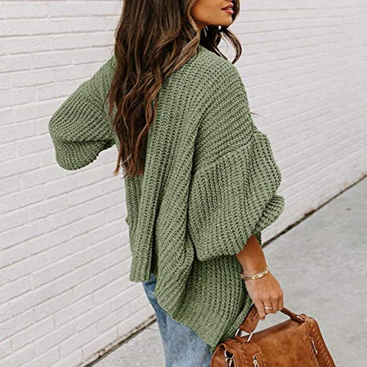 Pull en tricot oversize pour femmes avec des manches ballon et un design structuré Chic und Stil