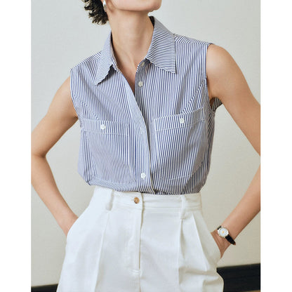 Chemise sans manches rayée classique pour femmes Chic und Stil