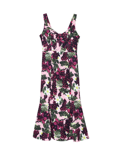 Robe maxi pour femmes au design floral avec un ourlet fluide et un décolleté en V profond Chic und Stil