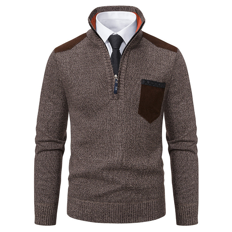 Fashionable men's pullover with short zipper and elegant details Chic and Style