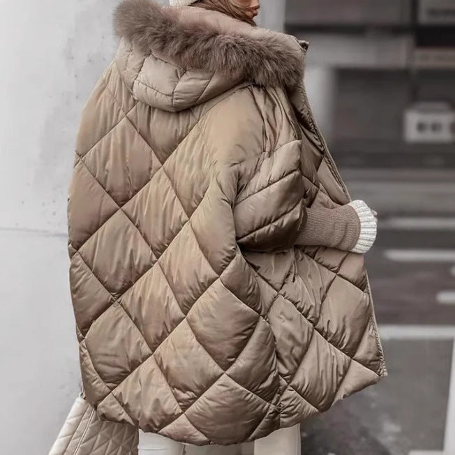 Dame Veste doudoune oversize avec col en fausse fourrure Chic und Stil