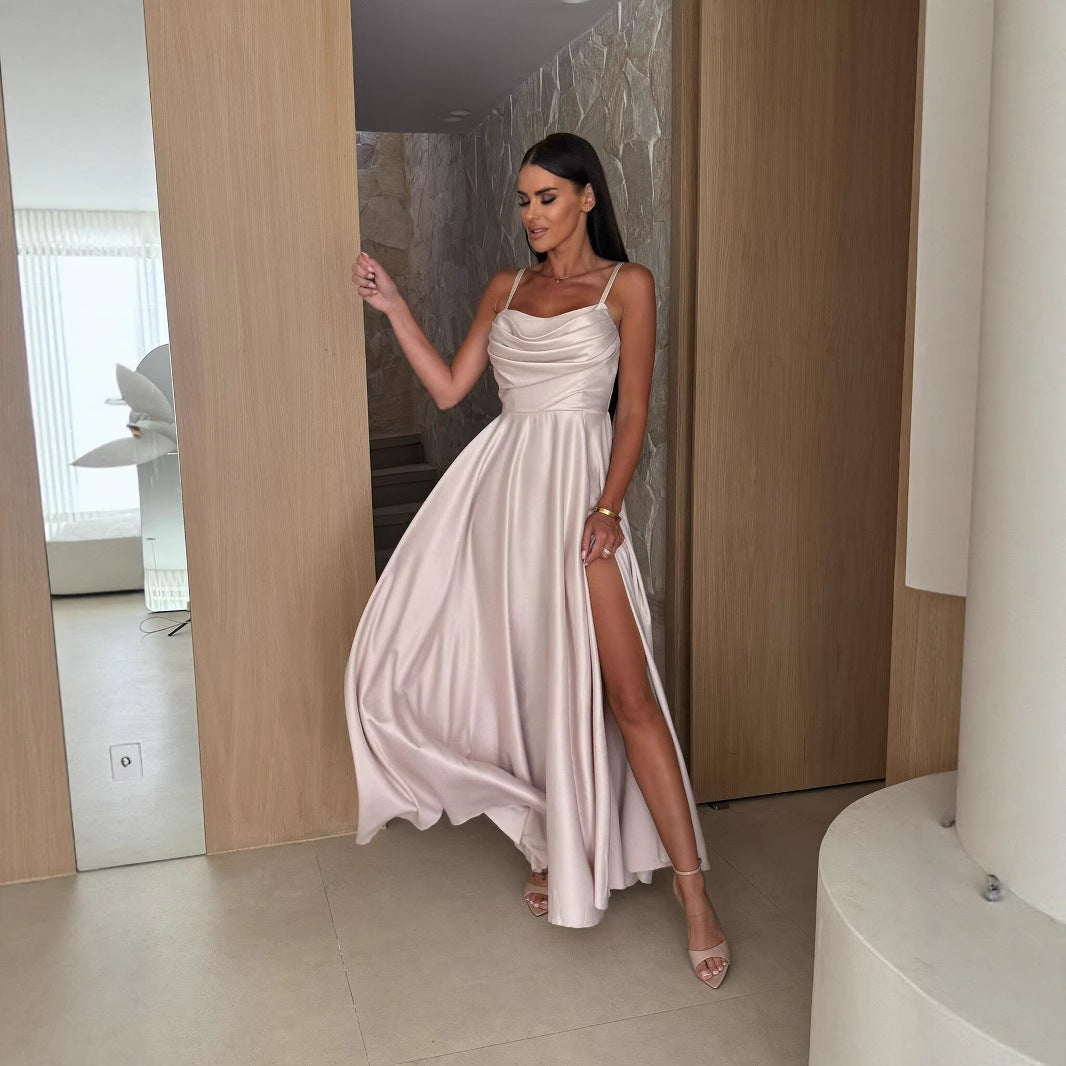 Dames Robe de soirée en satin élégant Chic und Stil