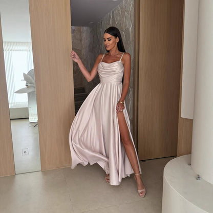 Dames Robe de soirée en satin élégant Chic und Stil
