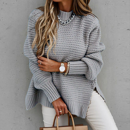 Pull femme en grosse maille avec un design moderne structuré et un col haut Chic und Stil