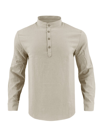 Chemise élégante pour hommes à manches longues avec col montant à la mode et surface texturée Chic und Stil