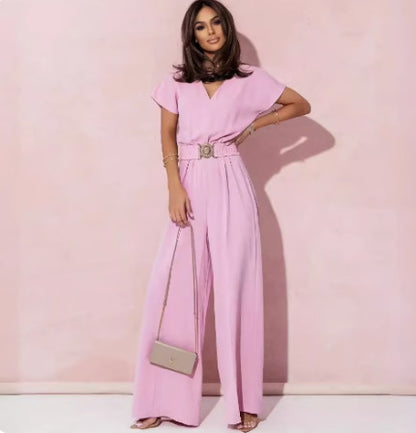 Dames élégant combi-pantalon avec détail ceinture Chic und Stil