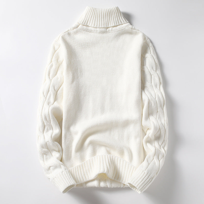 Men's knitted sweater with turtleneck and cable pattern Chic und Stil