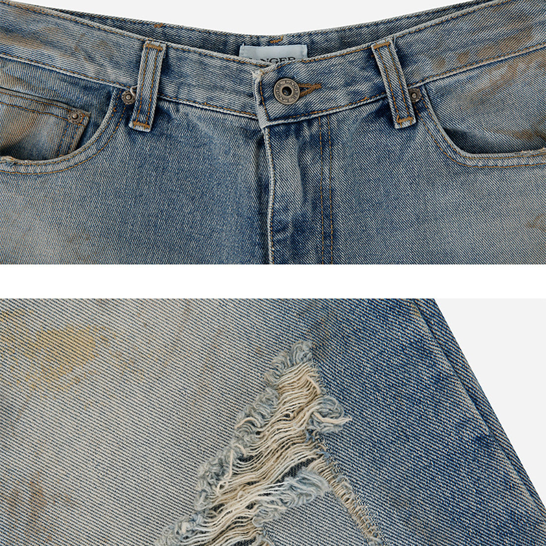 Dames Jeans à coupe large en look usé Chic und Stil