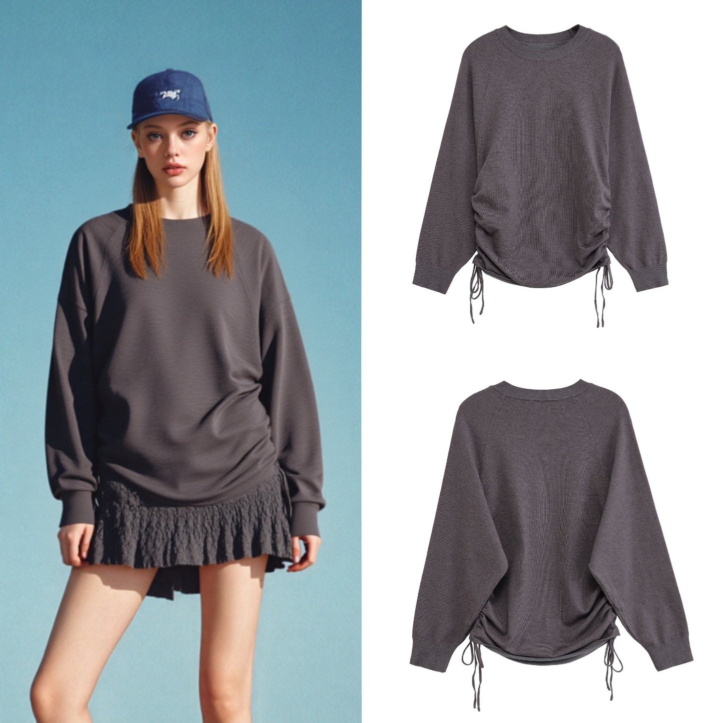 Femme Pull sportif avec lacets latéraux Chic und Stil