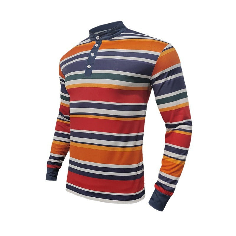 Chemise Henley à manches longues pour hommes avec un design rayé moderne et des boutons pratiques Chic und Stil