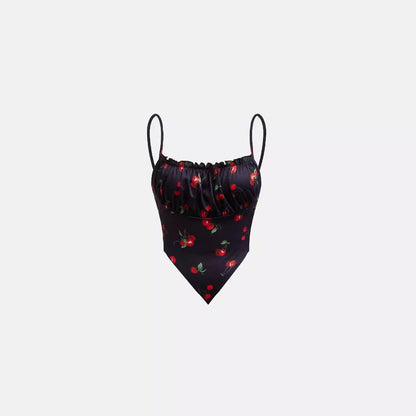 Maillot de bain pour femmes avec un imprimé de cerises ludique et un haut froncé Chic und Stil