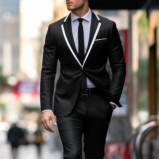 Costume élégant pour hommes avec revers contrasté Chic und Stil