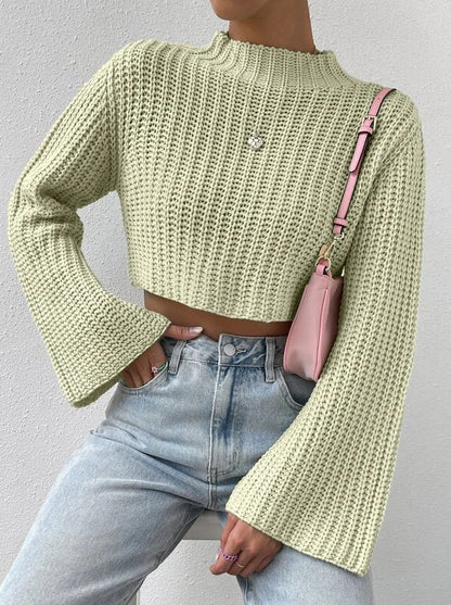 Pull crop décontracté pour femmes avec des manches larges et un design structuré Chic und Stil