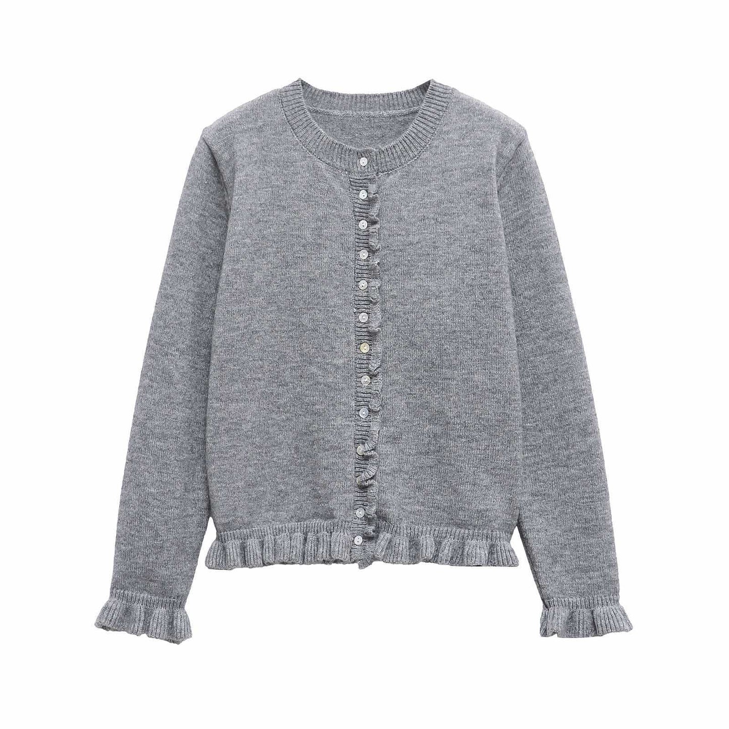 Dames doux cardigan en tricot avec volants décoratifs Chic und Stil