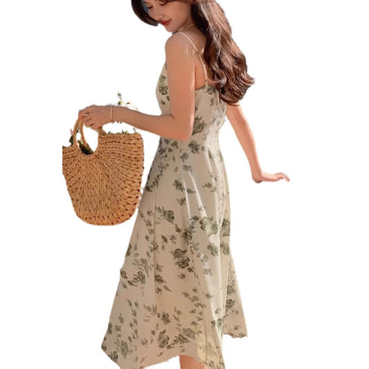 Robe midi A-ligne à fleurs pour femmes Chic und Stil