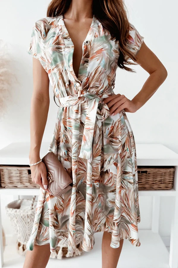 Women's A-line Dress with Button Closure Chic and Style