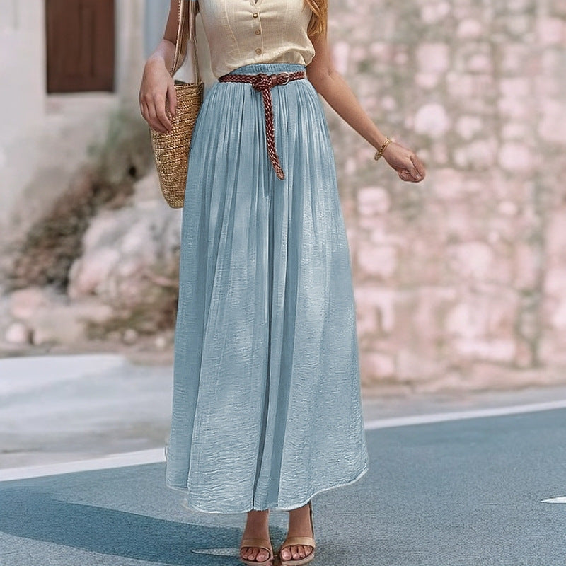 Robe Maxi longue pour femmes avec ceinture élastique et tissu fluide Chic und Stil